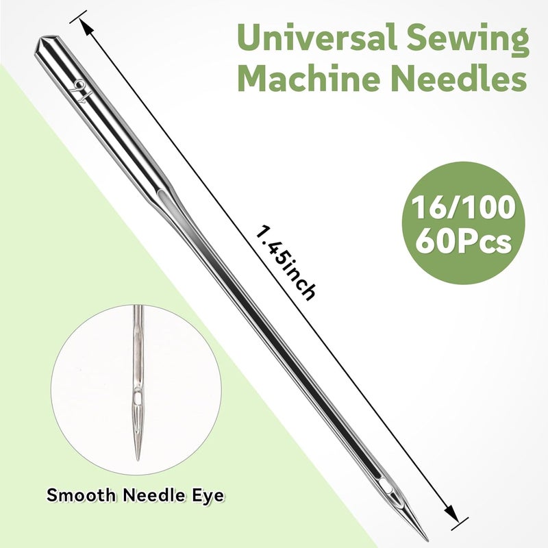 AUGHOA 60 PCS Universal Leather&Jeans Sewing Machine Needles, Size 100/16 Needles for Heavy Fabric, Suitable for Singer, Brother, Janome Home Sewing Machine - Image 2
